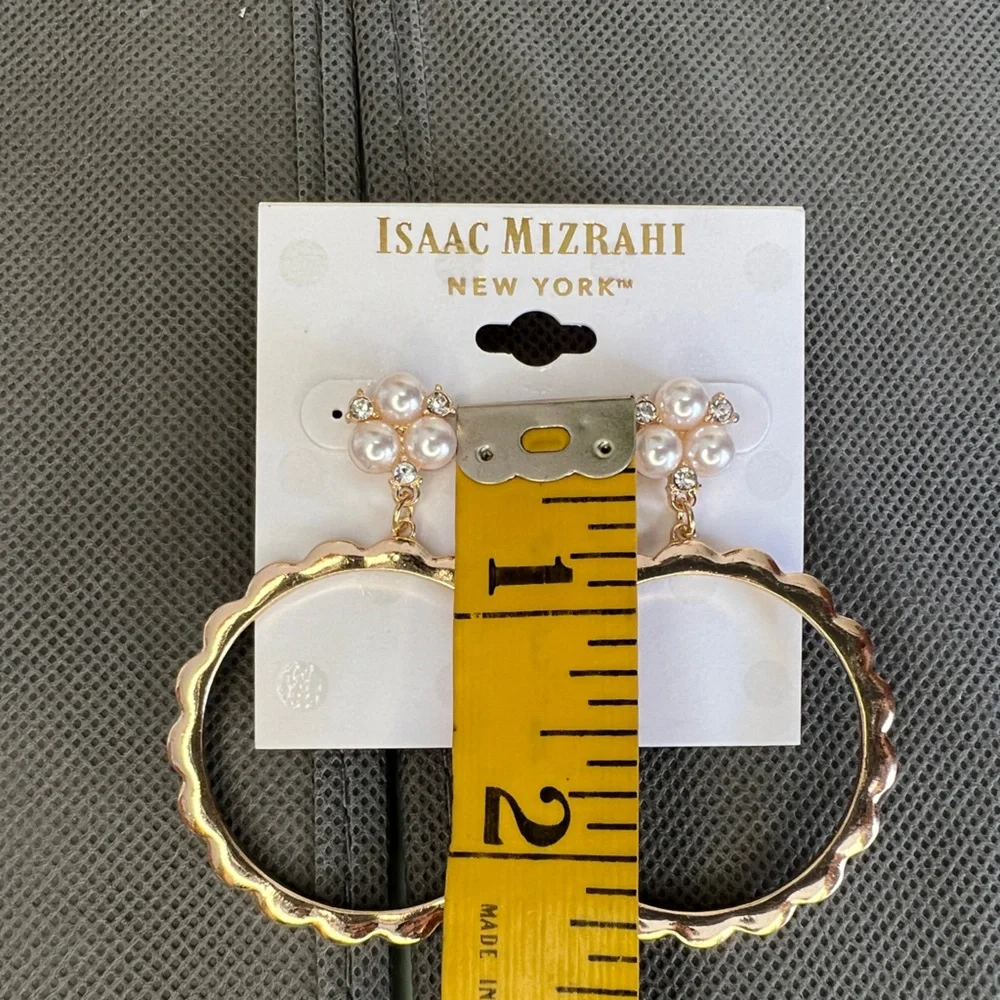 Isaac Mizrahi Gold Faux Pearl Round Earrings - Picture 5 of 5